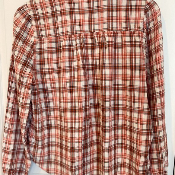 Loft Plaid Ruffle Trim Shirt XS - Picture 5 of 7